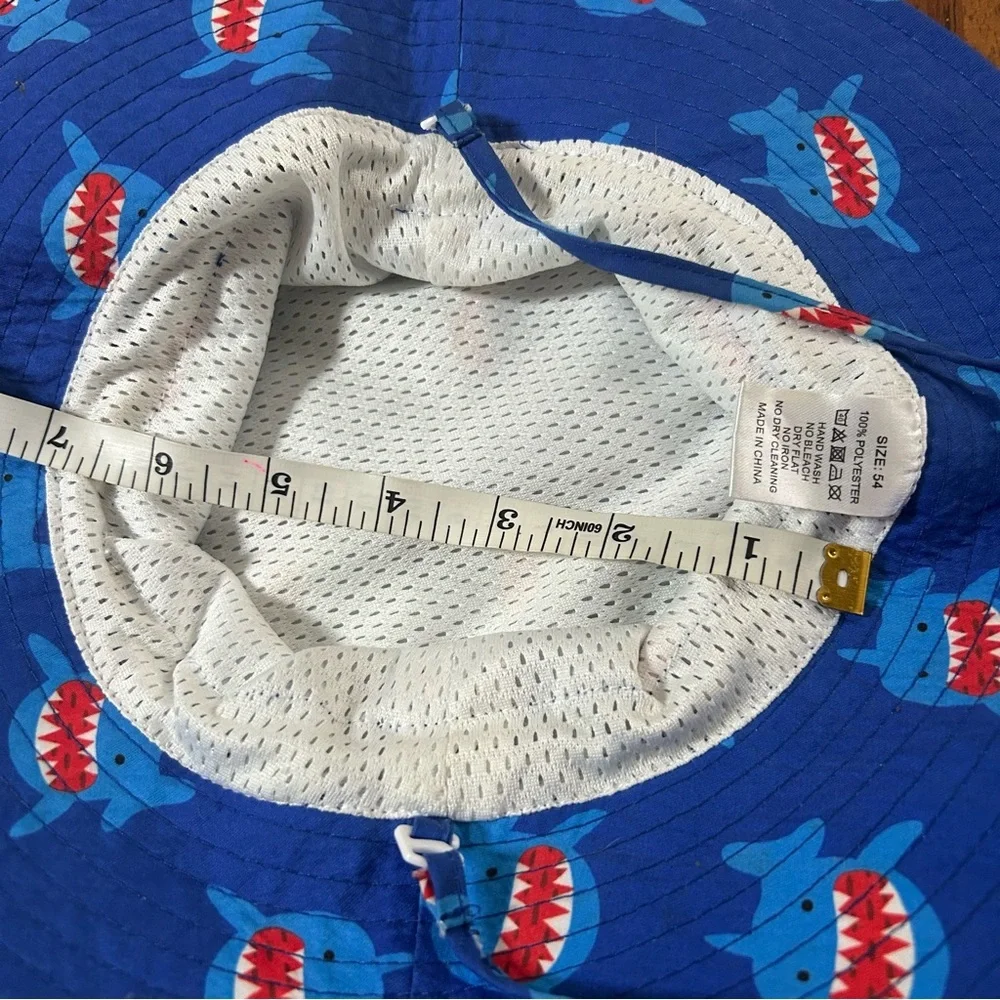 Shark Sun Hat UPF 50 • 3–5T • Adjustable/Removable Strap • Beach & Pool Ready 🦈